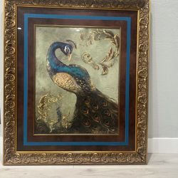 Peacock On Sage Picture Frame 