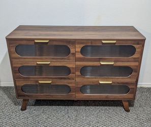 Walnut Midcentury Modern 6 Drawer Dresser