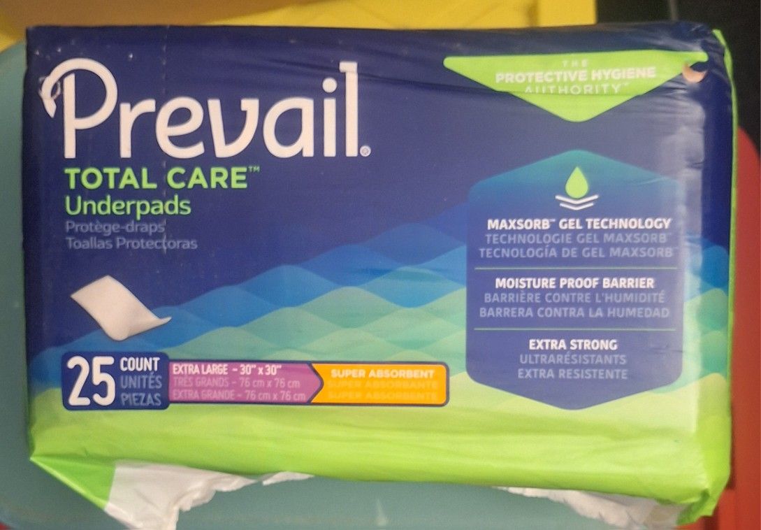 Prevail Underpads Extra Large 30x30 Super Absorbing 25 In Pack