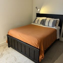 Full Size Wooden Bed Frame and Mattress
