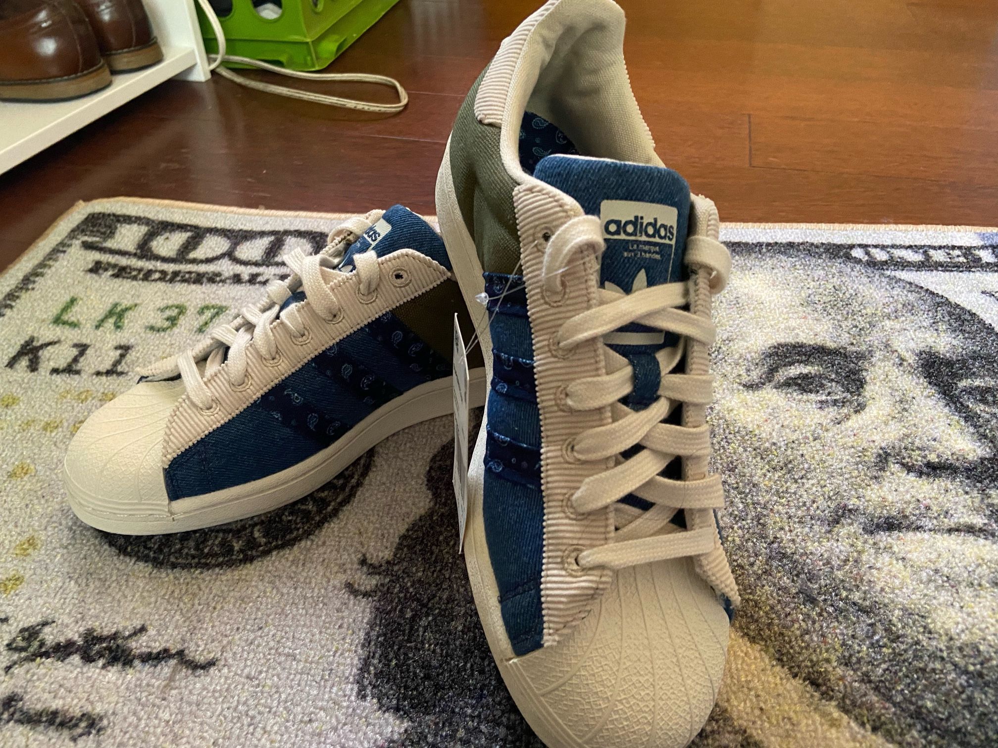 Adidas SuperStar Green Olive / Blue Size 7.5 But Runs Almost Like A Size 8