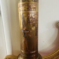 EL SHAMI Vase Copper Plates Hand Made in Egypt. Ramses smiting Nubian prisoner