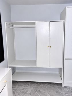White Wardrobe with Open Hanging Rail