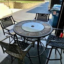 Patio Set, Cast Aluminum, Bar Height Table And 4 Swivel Chairs, Delivery Available For Extra Cost