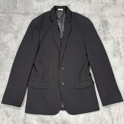 Calvin Klein Women's Size 16 Black Blazer Stretch Two Button Notch Lapel Lined
