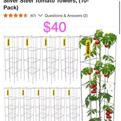 11.8 in. x 11.8 in. x 46.1 in. Tomato Cage Square Plant Support Cages Silver Steel Tomato Towers
