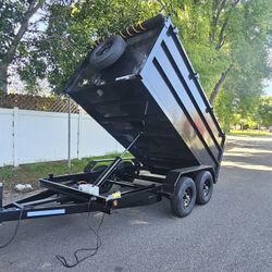 BRAND NEW DUMP TRAILER 12x8x4 12,000 LBS HYDRAULIC SYSTEM ROLLING TARP AND SPARE TIRE LED LIGHTS TITLE IN HAND READY FOR WORK FOR ANY QUESTION TEXT ME
