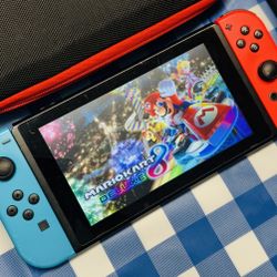 Nintendo Switch 32GB V2 Console System Neon Red Blue JoyCons Tested (READ)