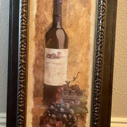 ❤️JUST REDUCED❤️ Framed Wine Bottle & Grapes Wall Art 