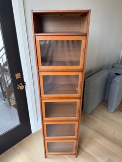 Tall Bamboo Storage Cabinet with Acrylic Doors