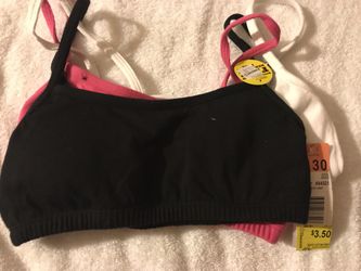 3 pc Girls cotton stretch bras - size 30