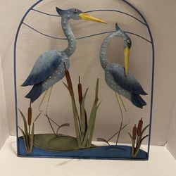 Metal Cranes sea birds wall art 3 d hanging. Coastal/ beach / cottage decor.