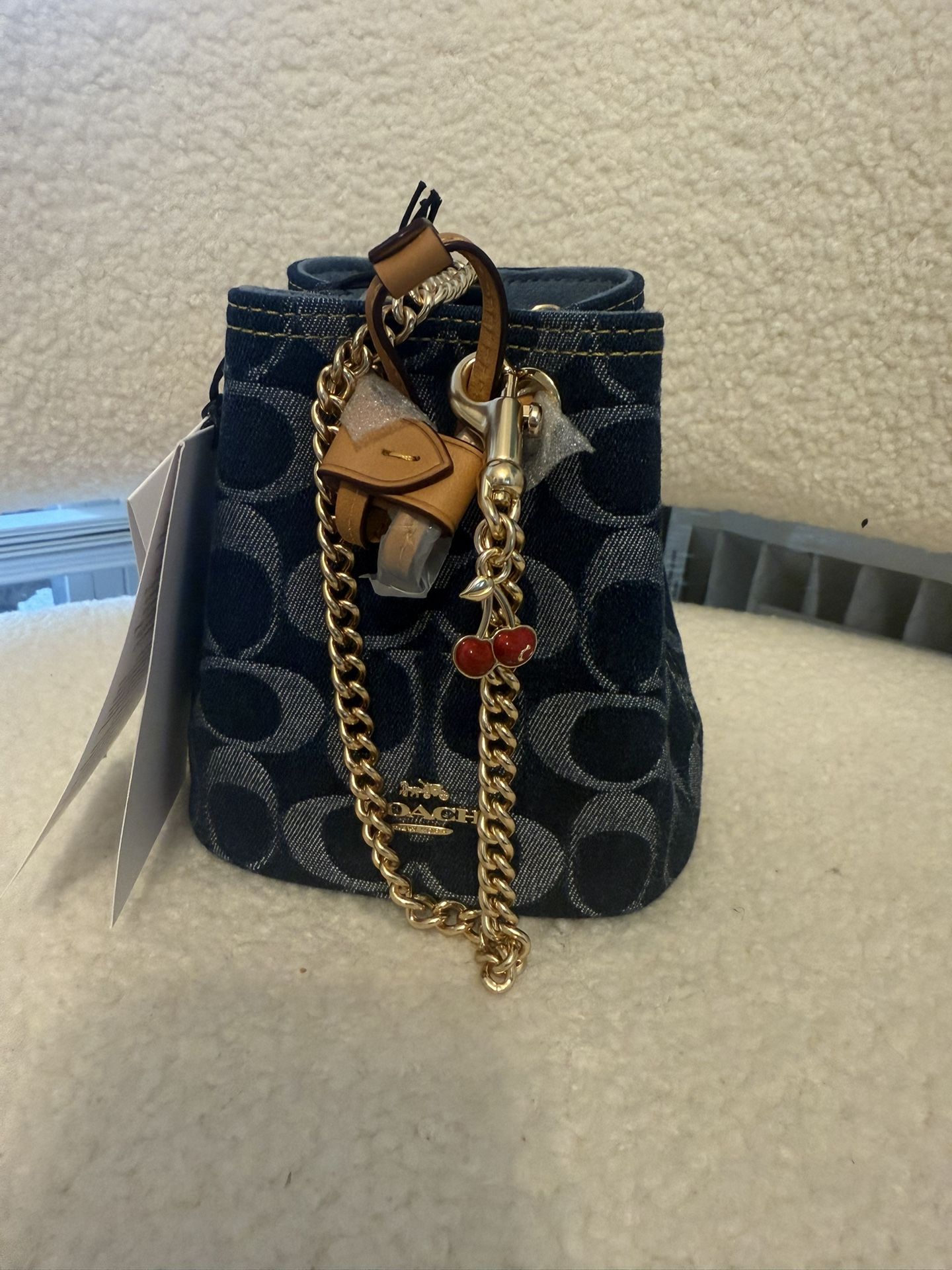 NWT Coach Denim Bucket Wristlet