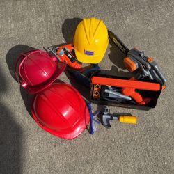Kids Pretending Tools And Helmets ⛑️ Lot