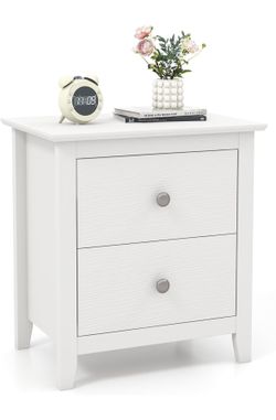 White End Table 2 Drawer