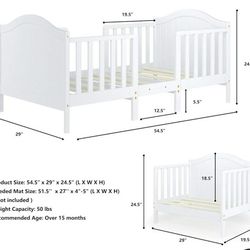 White Convertible Wooden Toddler Bed 