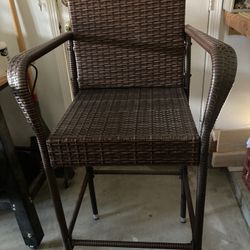 Pair Faux Wicker Bar Stools