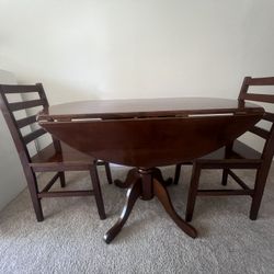 Solid Wood Drop-Leaf Table with Chairs 