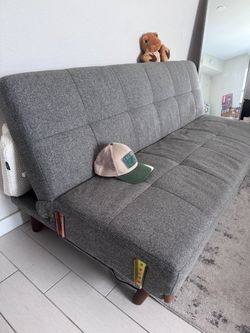 Gray Tufted Futon Sofa Bed