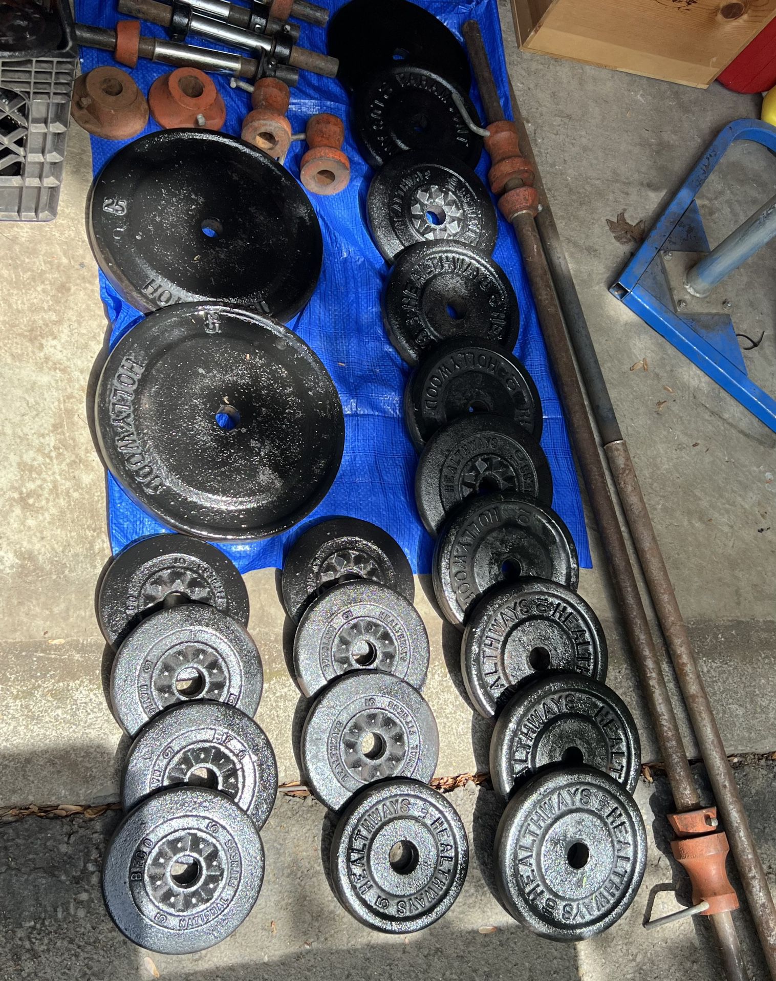 260 Pounds Steel Weights, dumbbells, barbells and more.