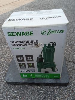 Cast Iron Submersible Sewage Pump by Zoeller & 2” PVC Check Valve w/Gate & 2” Gate Valve