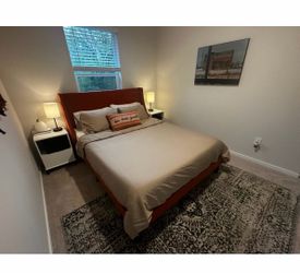 Modern Queen Bed Frame w/ Wingback Headboard - Excellent Condition