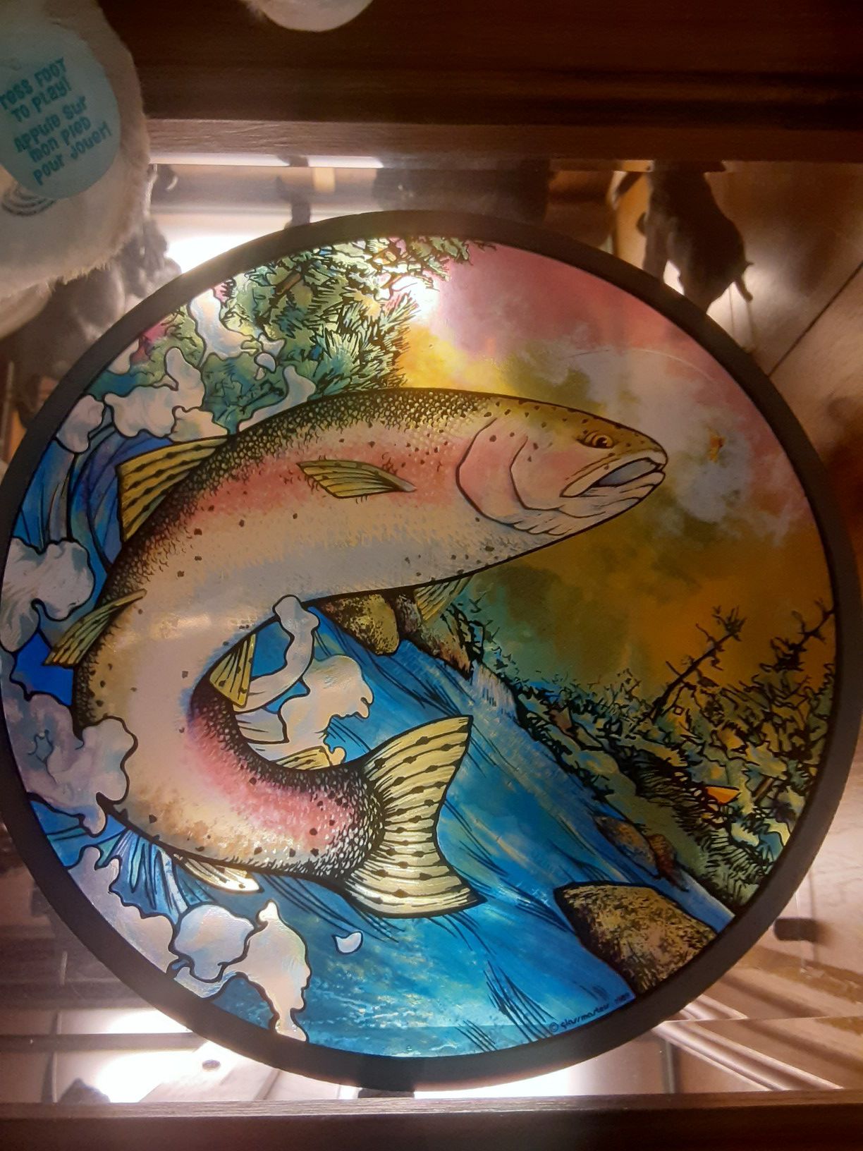 Rainbow trout stain glass decor