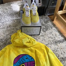 Yellow Air Force One With The Matching Hoodie Size 10 1/2