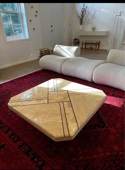 Vintage Postmodern Travertine Coffee Table
