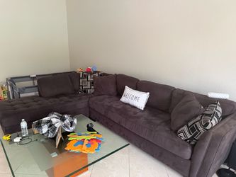 Dark Grey Microfiber Sectional Sofa