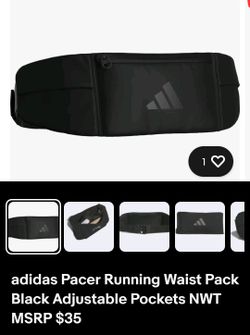 Brand New With Tag adidas Pacer Running Waist Pack Black Adjustable Pockets NWT MSRP $35