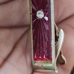 Vintage Red CUFF LINK 1940s / Tie Clip 