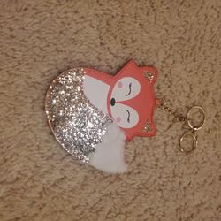 Fox Leather/ Sequin Keychain