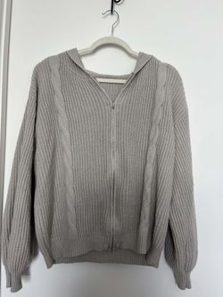 Yozy Light Gray Zip Up Sweater