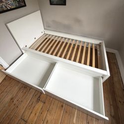 TWIN size Ikea Malm Bed with 2 under bed drawers! Excellent Condition!!! Free delivery! ( Like New mattress Optional!!)