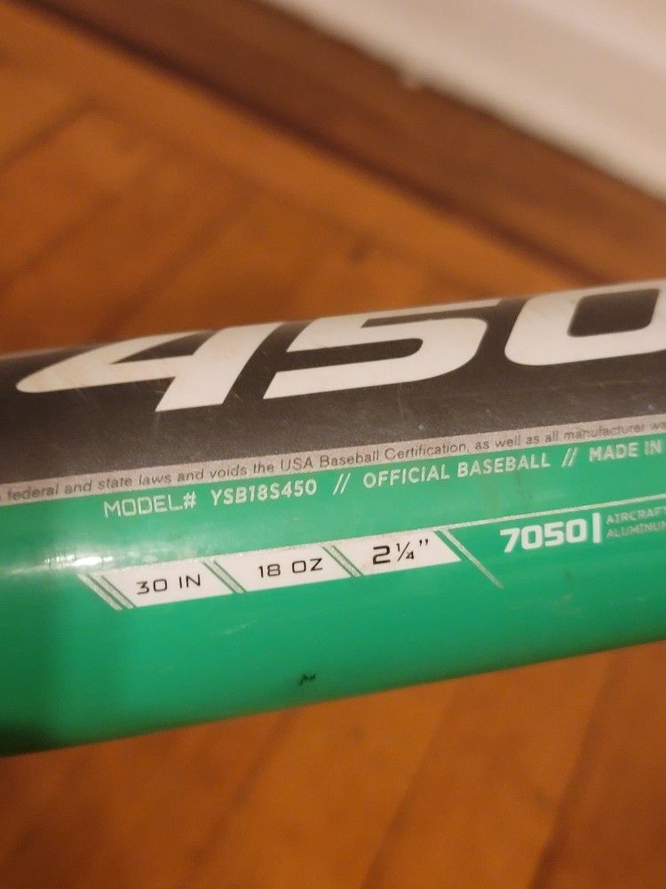 Easton Baseball Bat S450  30” 18oz  2 1/4" Barrel -12 USA