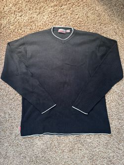 Vintage Y2K Quiksilver Ribbed V-Neck Knit Sweater Mens Large