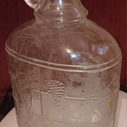 Vintage Art Deco Gallon Ball Wire Grape Design Glass Jar