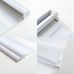 Zebra Roller Window Blinds,Custom Cut to Size,Roller Blinds Dual Layer Roller Shade Blinds, White,Fixed 64 InchesHigh,35 Inches Width