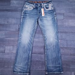 ROCK REVIVAL Eggplant Boot Cut Denim Jeans Mens