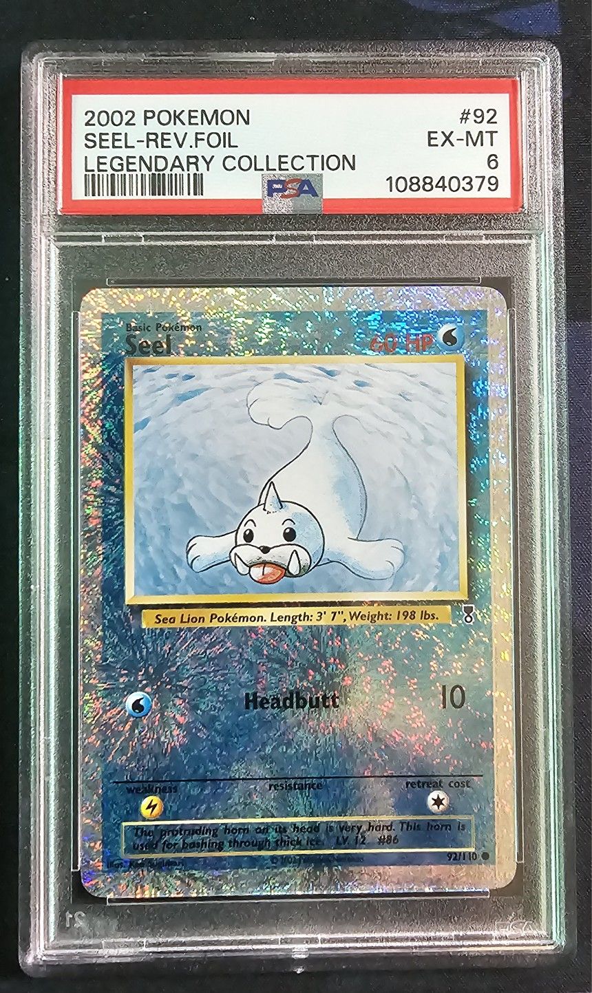 Seel [Reverse Holo] #92 Pokemon Legendary Collection PSA 6