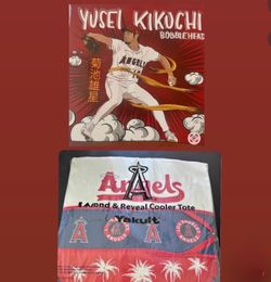 Angels bobblehead and cooler bag.  $5 each