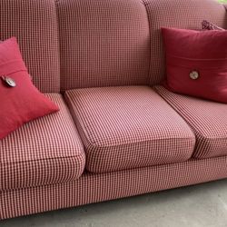 Red and white checkered couch