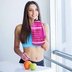 HydroMATE Gallon Water Bottle with Time Markers Reusable Leak Proof BPA