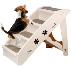 ZENSTYLE Pet Dog Foldable Stairs 4 Steps for High Bed for Small Dogs