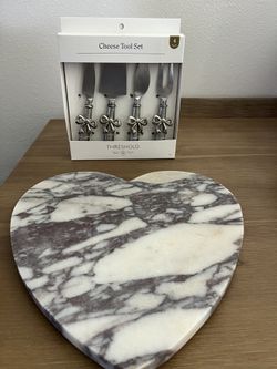 Cheese tool set & Marble serving platter