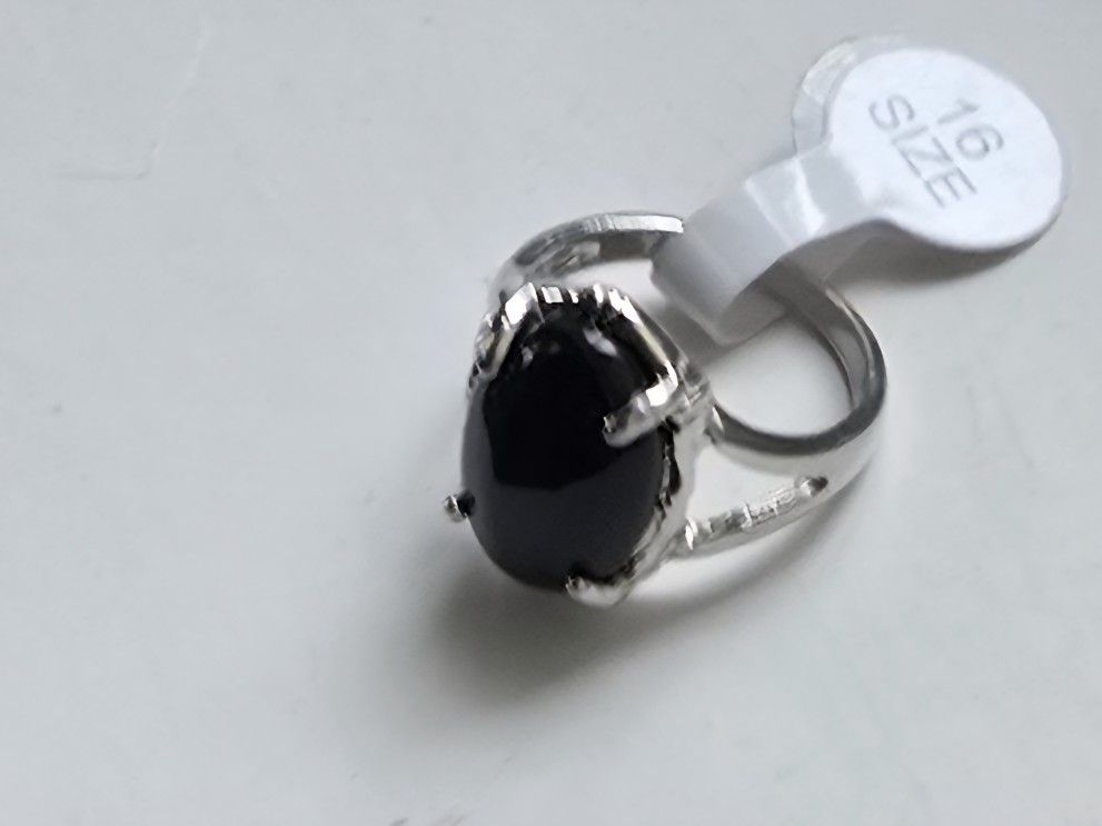 SPIRITUAL BLACK EBONY AGATE ENERGY & HEALTH TITANIUM NEW SIZE 6 QUALITY SILVER