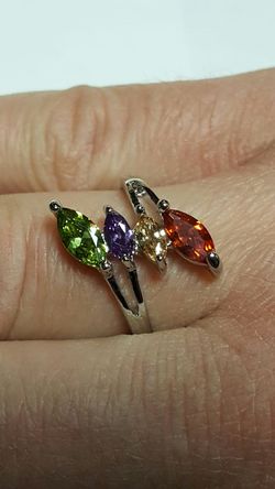 Bohemian crystal jewellery mix gemstone 925 silver ring size 9