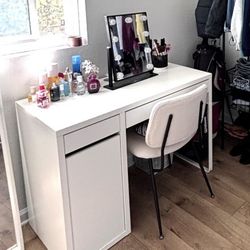 ikea micke desk, chair and mirror 