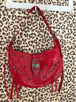 red hand bag